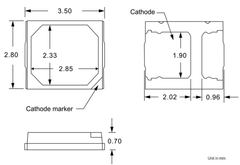 Mechanical Drawing - Lumileds LUXEON 2835 Deep Dimming White LEDs